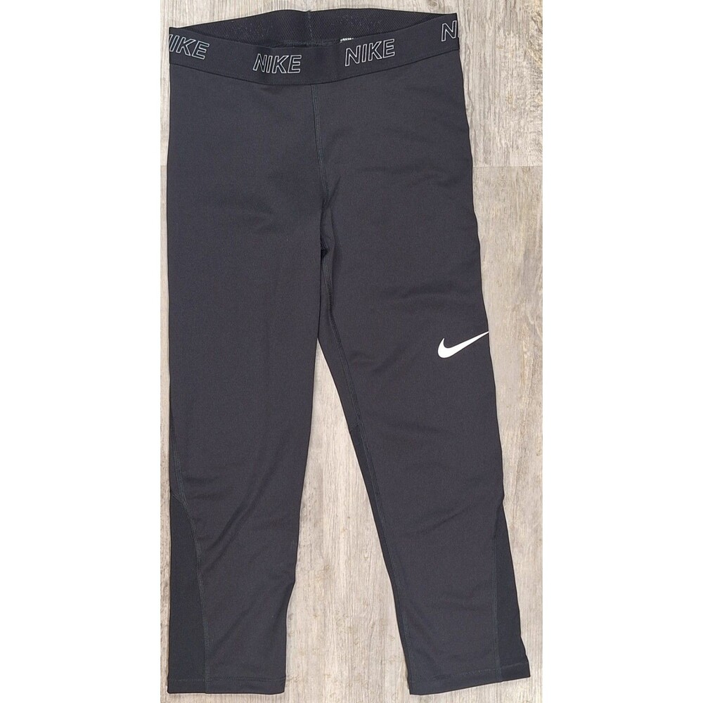 Nike Dri-FIT Womens Black Capri Leggings Medium Running Gym Activewear Yoga